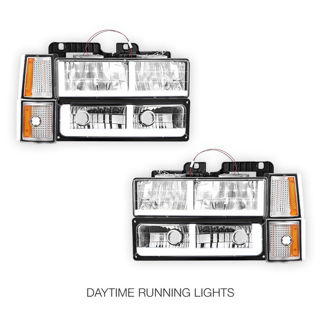 Chevrolet C1500 Cheyenne / Scottsdale / Silverado (1994 - 1999) F - LED DRL Headlights LH + RH
