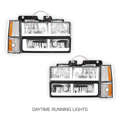 Chevrolet C1500 Cheyenne / Scottsdale / Silverado (1994 - 1999) F - LED DRL Headlights LH + RH