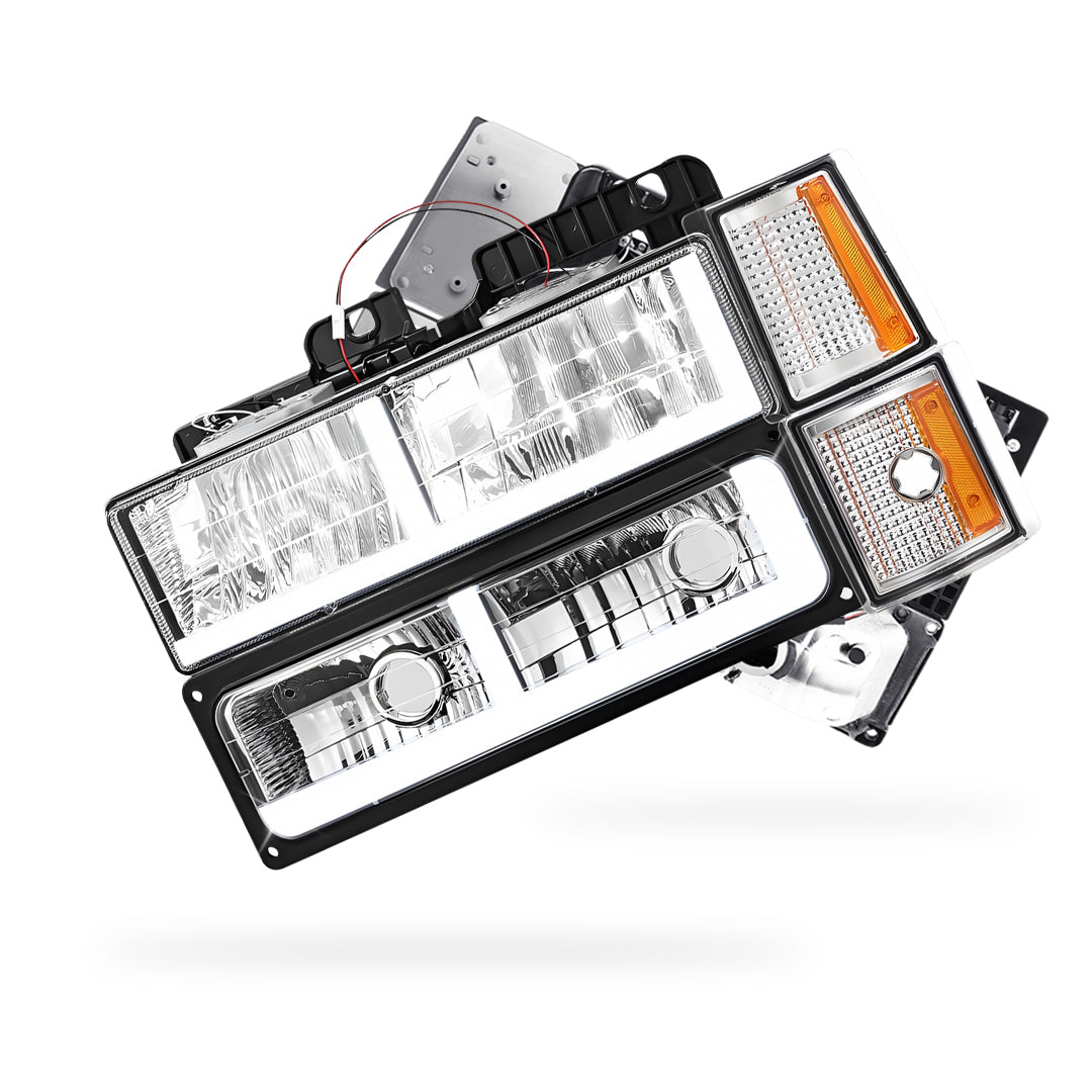 Chevrolet C1500 Cheyenne / Scottsdale / Silverado (1994 - 1999) F - LED DRL Headlights LH + RH