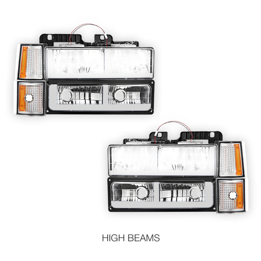 Chevrolet C1500 Cheyenne / Scottsdale / Silverado (1994 - 1999) F - LED DRL Headlights LH + RH