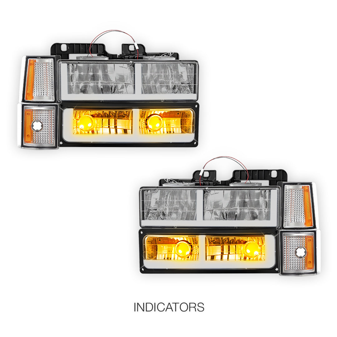 Chevrolet C1500 Cheyenne / Scottsdale / Silverado (1994 - 1999) F - LED DRL Headlights LH + RH