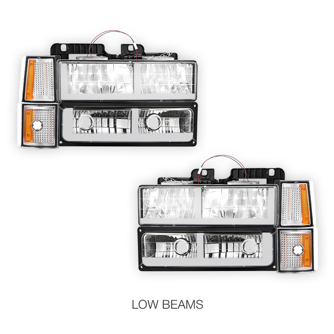 Chevrolet C1500 Cheyenne / Scottsdale / Silverado (1994 - 1999) F - LED DRL Headlights LH + RH