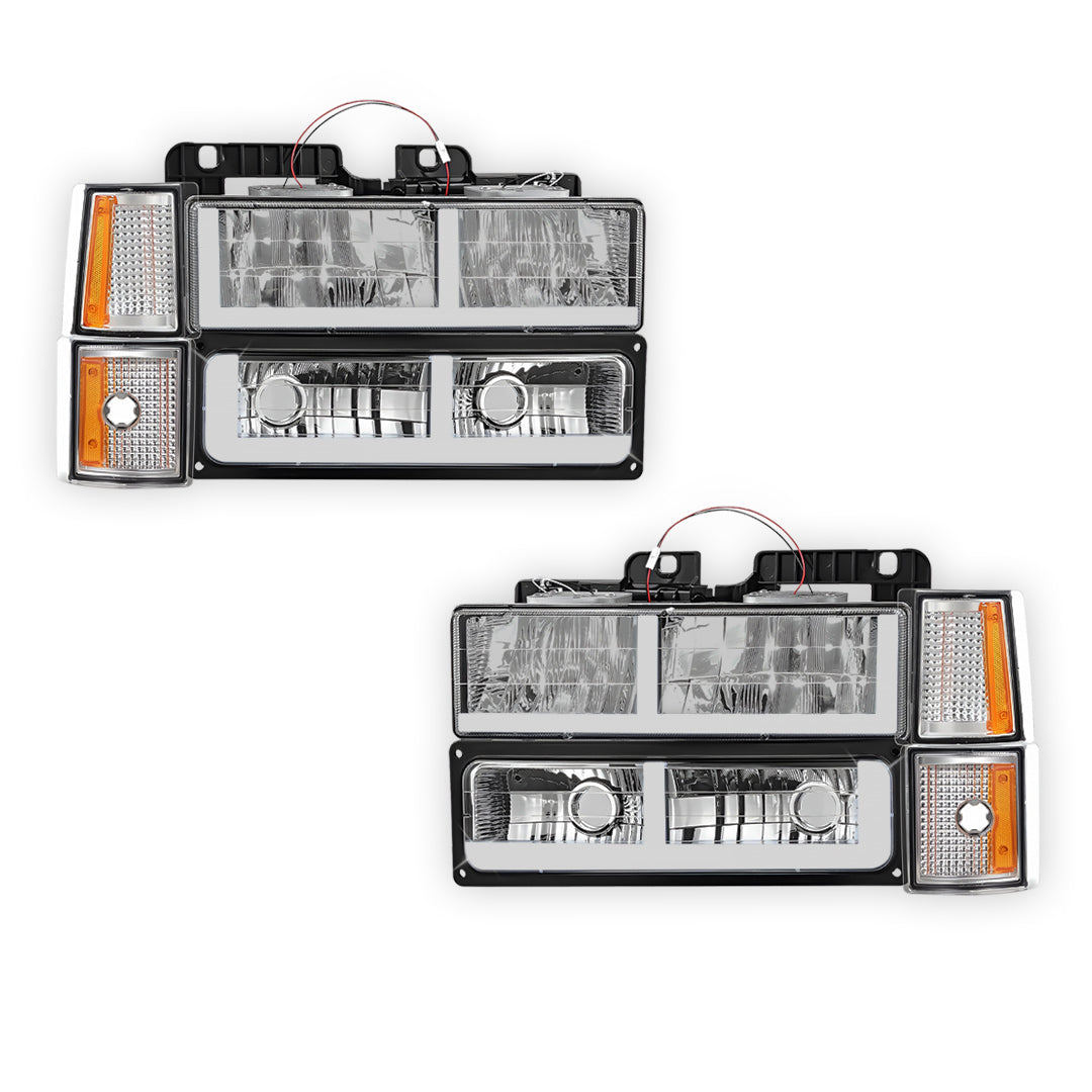 Chevrolet C1500 Cheyenne / Scottsdale / Silverado (1994 - 1999) F - LED DRL Headlights LH + RH