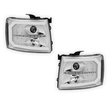 Chevrolet Silverado 2500 HD LS / LT / LTZ (2007 - 2014) LED DRL Bar + Sequential Signal Projector Headlights LH + RH