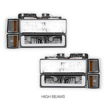 Chevrolet C1500 Cheyenne / Scottsdale / Silverado (1994 - 1999) Square - LED DRL Headlights LH + RH