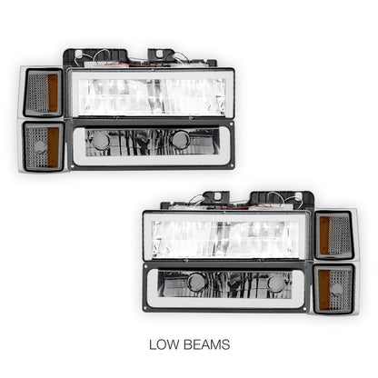 Chevrolet C1500 Cheyenne / Scottsdale / Silverado (1994 - 1999) Square - LED DRL Headlights LH + RH