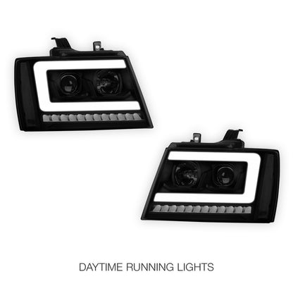 Chevrolet Suburban 1500 LS / LT / LTZ (2007 - 2014) LED DRL Sequential Turn Signal Projector Headlights LH + RH