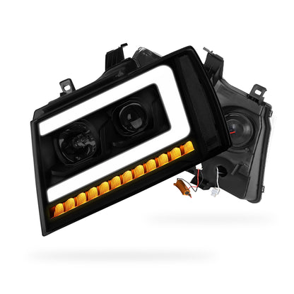 Chevrolet Suburban 1500 LS / LT / LTZ (2007 - 2014) LED DRL Sequential Turn Signal Projector Headlights LH + RH