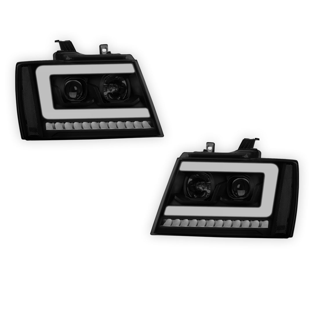 Chevrolet Suburban 1500 LS / LT / LTZ (2007 - 2014) LED DRL Sequential Turn Signal Projector Headlights LH + RH