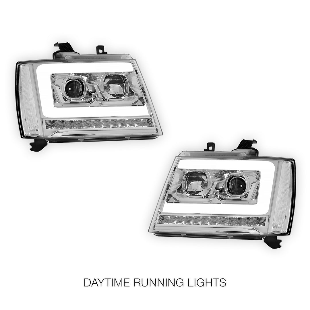 Chevrolet Suburban 1500 LS / LT / LTZ (2007 - 2014) LED DRL Sequential Turn Signal Projector Headlights LH + RH