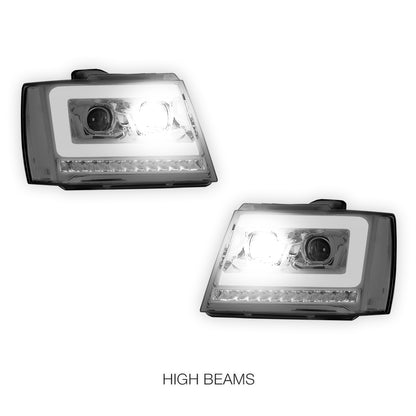 Chevrolet Suburban 1500 LS / LT / LTZ (2007 - 2014) LED DRL Sequential Turn Signal Projector Headlights LH + RH