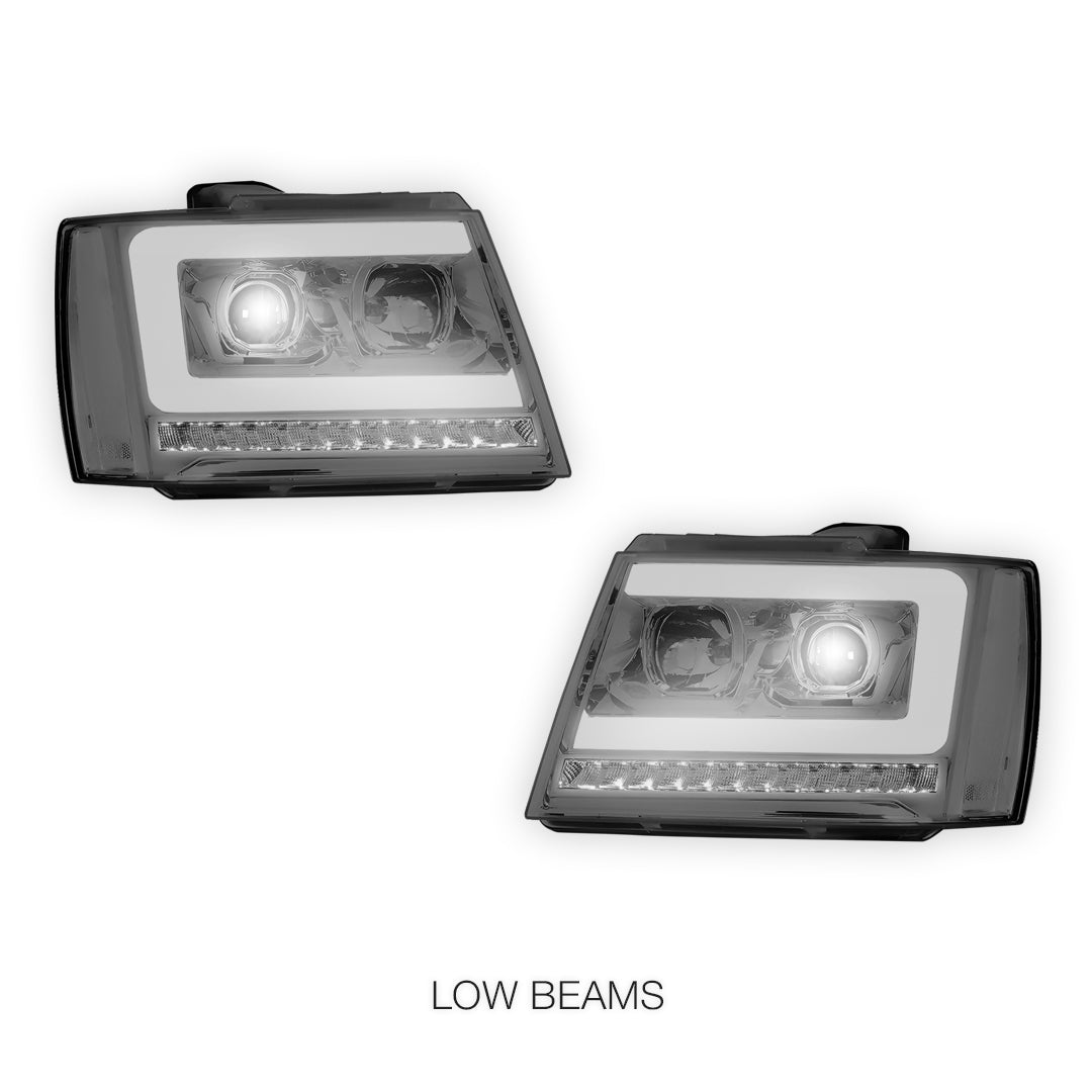Chevrolet Suburban 1500 LS / LT / LTZ (2007 - 2014) LED DRL Sequential Turn Signal Projector Headlights LH + RH