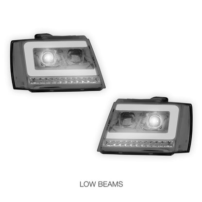 Chevrolet Suburban 1500 LS / LT / LTZ (2007 - 2014) LED DRL Sequential Turn Signal Projector Headlights LH + RH