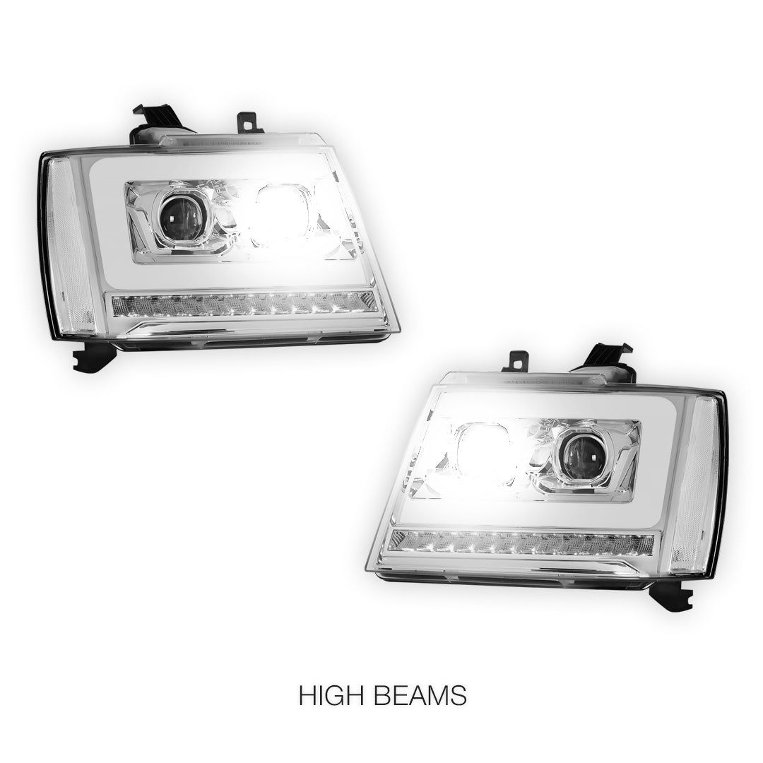 Chevrolet Suburban 1500 LS / LT / LTZ (2007 - 2014) LED DRL Sequential Turn Signal Projector Headlights LH + RH