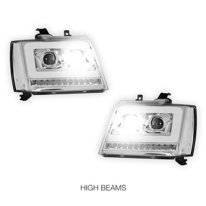 Chevrolet Suburban 1500 LS / LT / LTZ (2007 - 2014) LED DRL Sequential Turn Signal Projector Headlights LH + RH