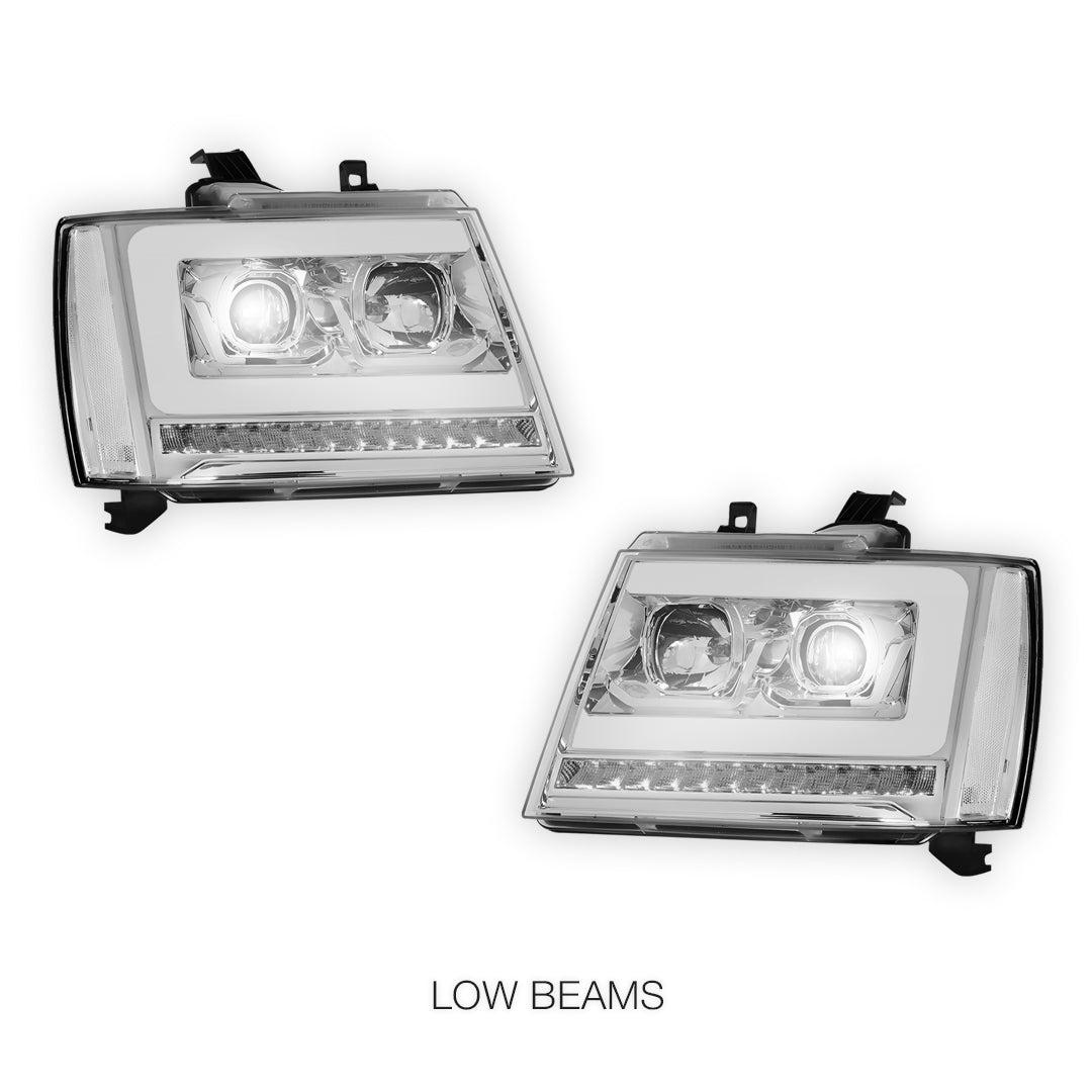 Chevrolet Suburban 1500 LS / LT / LTZ (2007 - 2014) LED DRL Sequential Turn Signal Projector Headlights LH + RH