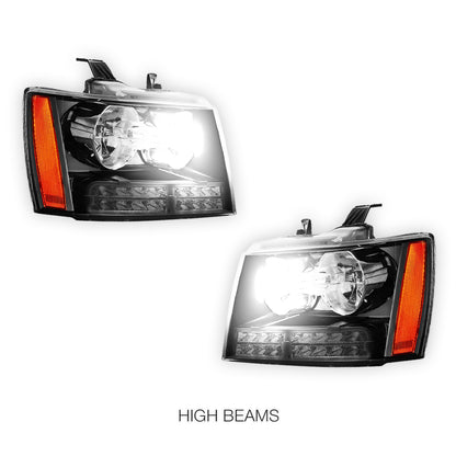 Chevrolet Suburban 1500 LS / LT / LTZ (2007 - 2014) LED DRL Turn Signal Headlights LH + RH