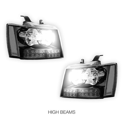 Chevrolet Suburban 1500 LS / LT / LTZ (2007 - 2014) LED DRL Turn Signal Headlights LH + RH