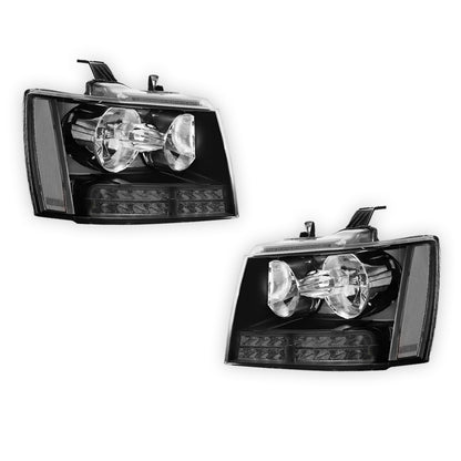 Chevrolet Suburban 1500 LS / LT / LTZ (2007 - 2014) LED DRL Turn Signal Headlights LH + RH
