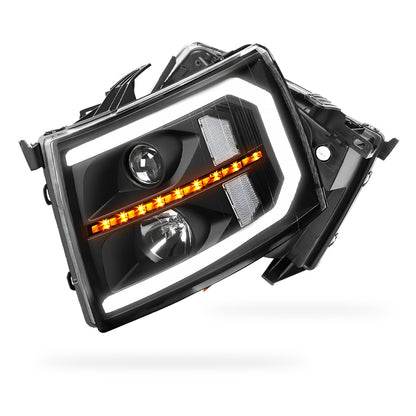 Chevrolet Silverado 2500 LS / LT / LTZ (2007 - 2014) LED DRL Bar + Sequential Signal Projector Headlights LH + RH