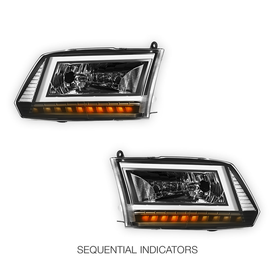 Dodge RAM 3500 (2010) C-LED DRL Sequential Signal Headlights LH + RH