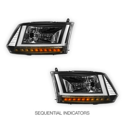 Dodge RAM 3500 (2010) U-LED DRL Sequential Signal Headlights LH + RH