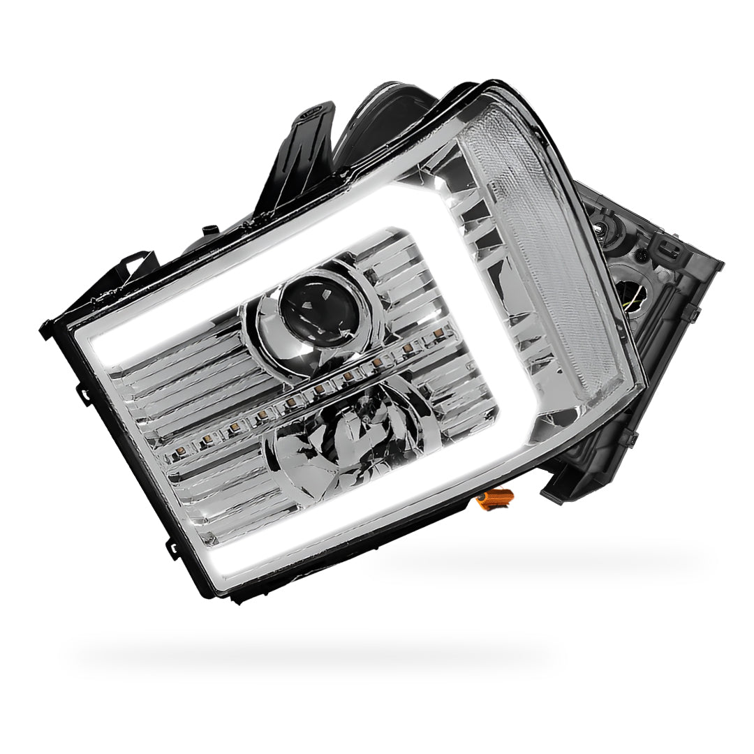 GMC Sierra 3500 Denali / SLE / SLT (2007 - 2014) LED DRL Sequential Signal Projector Headlights LH + RH