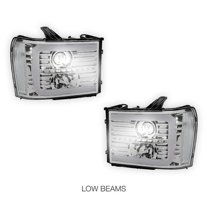 GMC Sierra 3500 Denali / SLE / SLT (2007 - 2014) LED DRL Sequential Signal Projector Headlights LH + RH