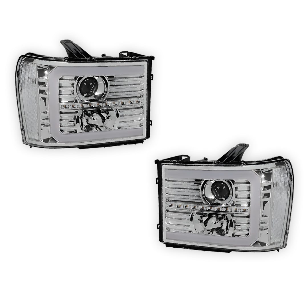 GMC Sierra 3500 Denali / SLE / SLT (2007 - 2014) LED DRL Sequential Signal Projector Headlights LH + RH