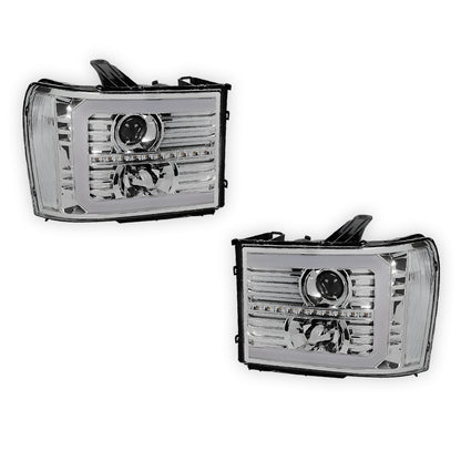 GMC Sierra 3500 Denali / SLE / SLT (2007 - 2014) LED DRL Sequential Signal Projector Headlights LH + RH