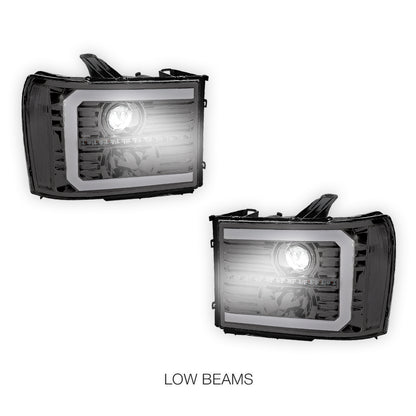 GMC Sierra 3500 Denali / SLE / SLT (2007 - 2014) LED DRL Sequential Signal Projector Headlights LH + RH
