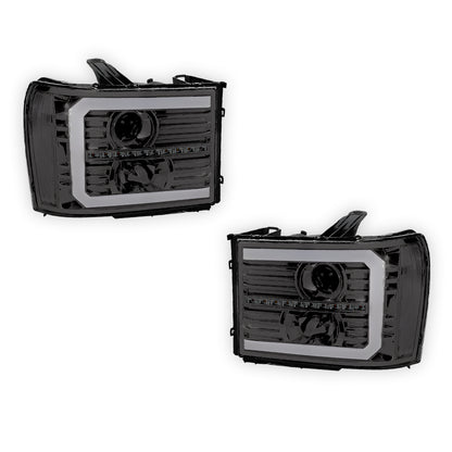 GMC Sierra 3500 Denali / SLE / SLT (2007 - 2014) LED DRL Sequential Signal Projector Headlights LH + RH