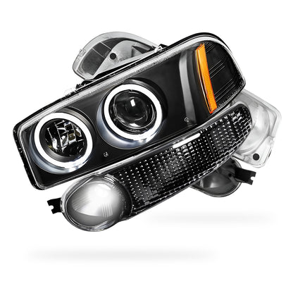GMC Yukon Denali (2001 - 2006) Black Dual Halo Projector Headlights LH + RH
