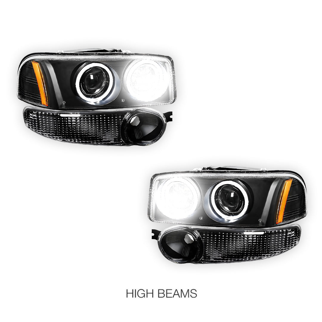 GMC Yukon Denali (2001 - 2006) Black Dual Halo Projector Headlights LH + RH