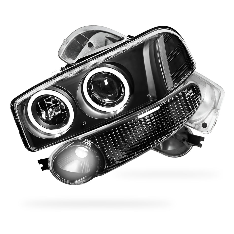 GMC Yukon Denali (2001 - 2006) Black Dual Halo Projector Headlights LH + RH