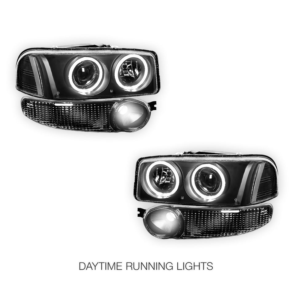 GMC Yukon Denali (2001 - 2006) Black Dual Halo Projector Headlights LH + RH