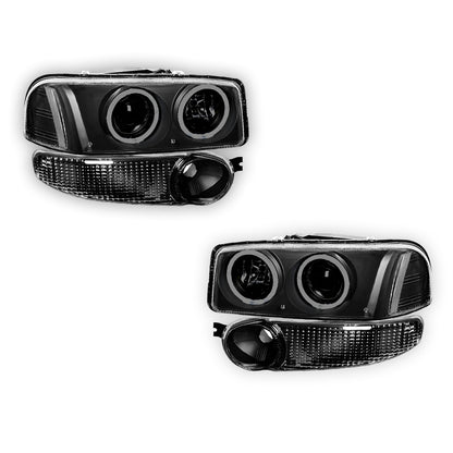 GMC Yukon Denali (2001 - 2006) Black Dual Halo Projector Headlights LH + RH