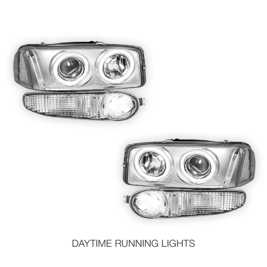 GMC Yukon Denali (2001 - 2006) Black Dual Halo Projector Headlights LH + RH