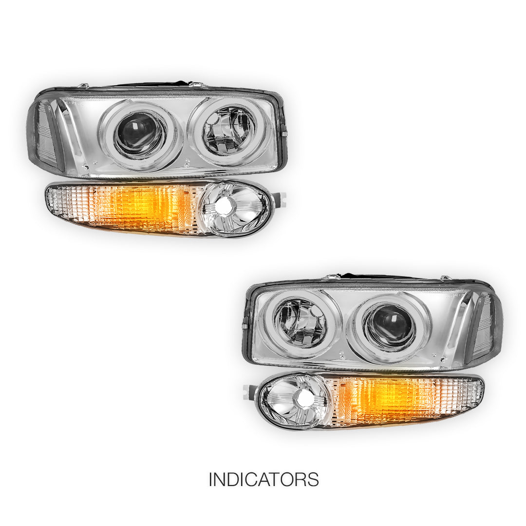 GMC Yukon Denali (2001 - 2006) Black Dual Halo Projector Headlights LH + RH