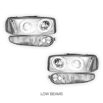 GMC Yukon Denali (2001 - 2006) Black Dual Halo Projector Headlights LH + RH