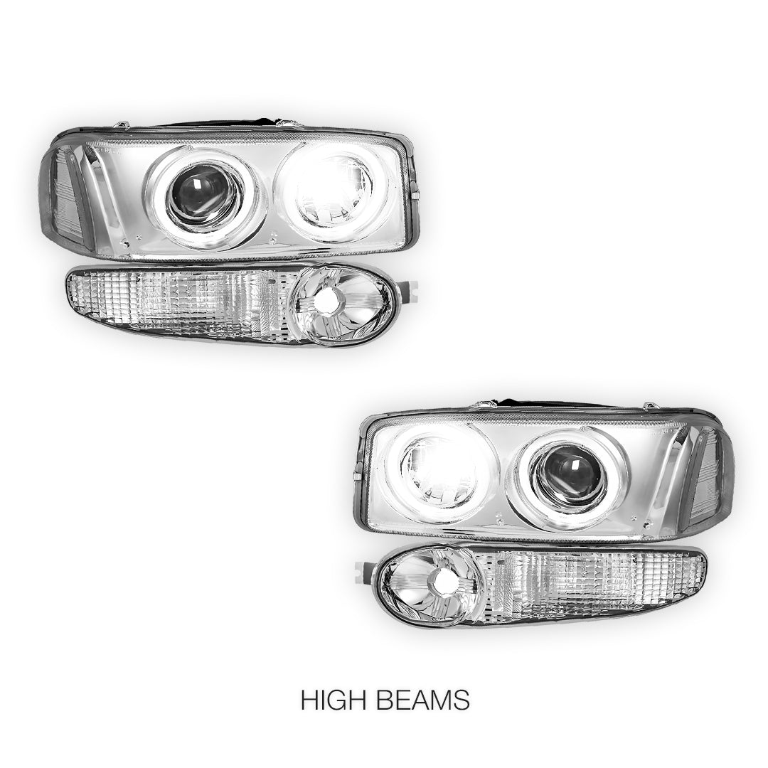GMC Yukon Denali (2001 - 2006) Black Dual Halo Projector Headlights LH + RH