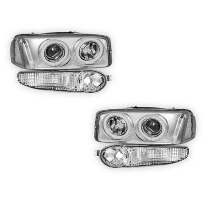 GMC Yukon Denali (2001 - 2006) Black Dual Halo Projector Headlights LH + RH