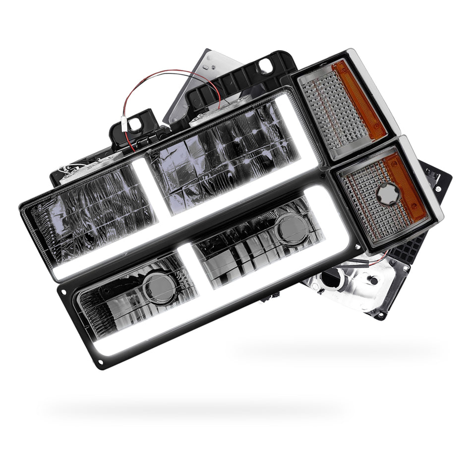 GMC K1500 Scottsdale / Silverado / Sport (1994 - 1999) F - LED Bar DRL Headlights LH + RH