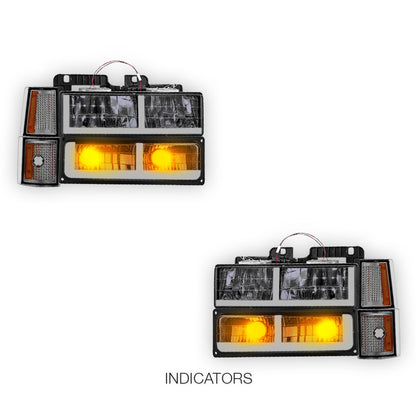 GMC K1500 Scottsdale / Silverado / Sport (1994 - 1999) F - LED Bar DRL Headlights LH + RH