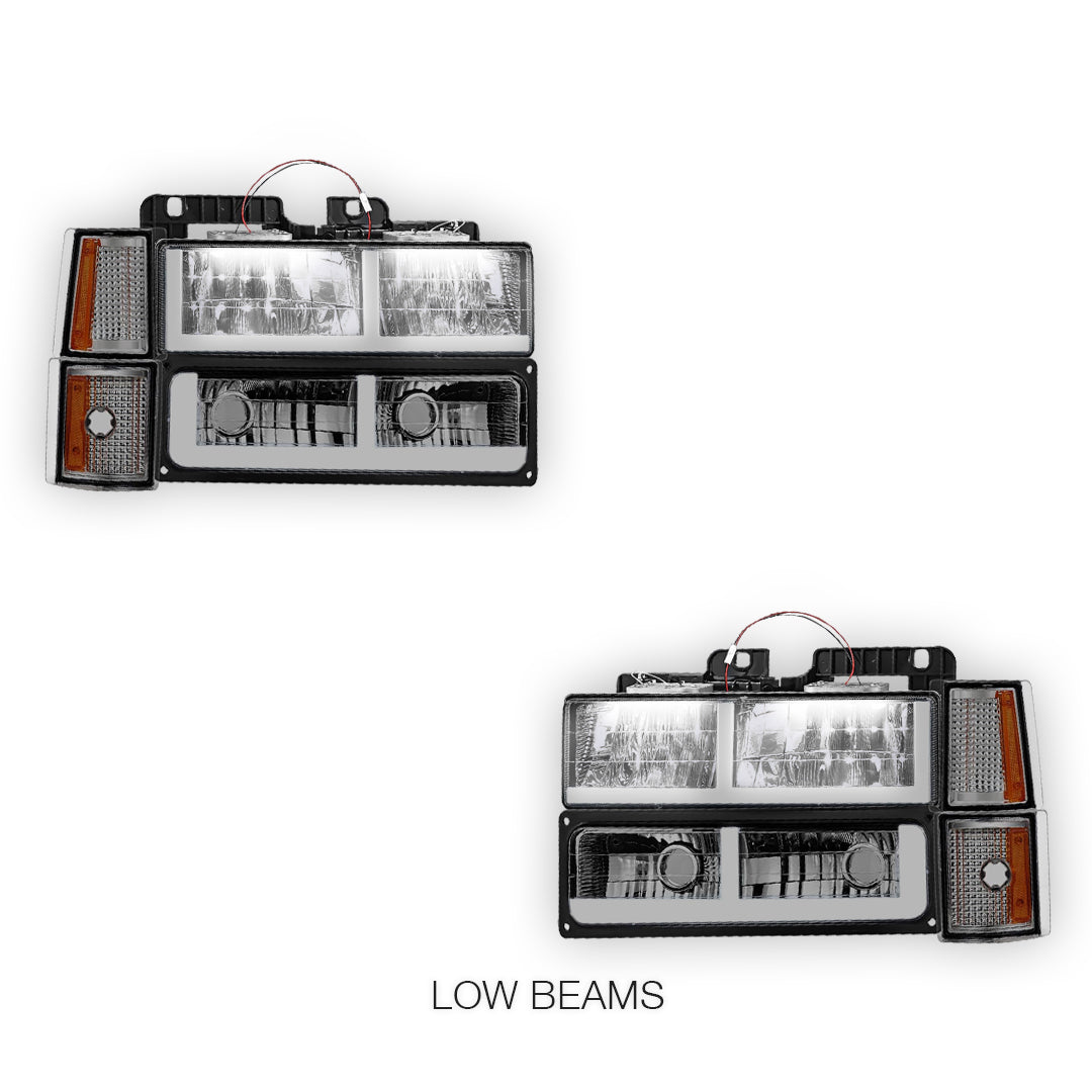GMC K1500 Scottsdale / Silverado / Sport (1994 - 1999) F - LED Bar DRL Headlights LH + RH