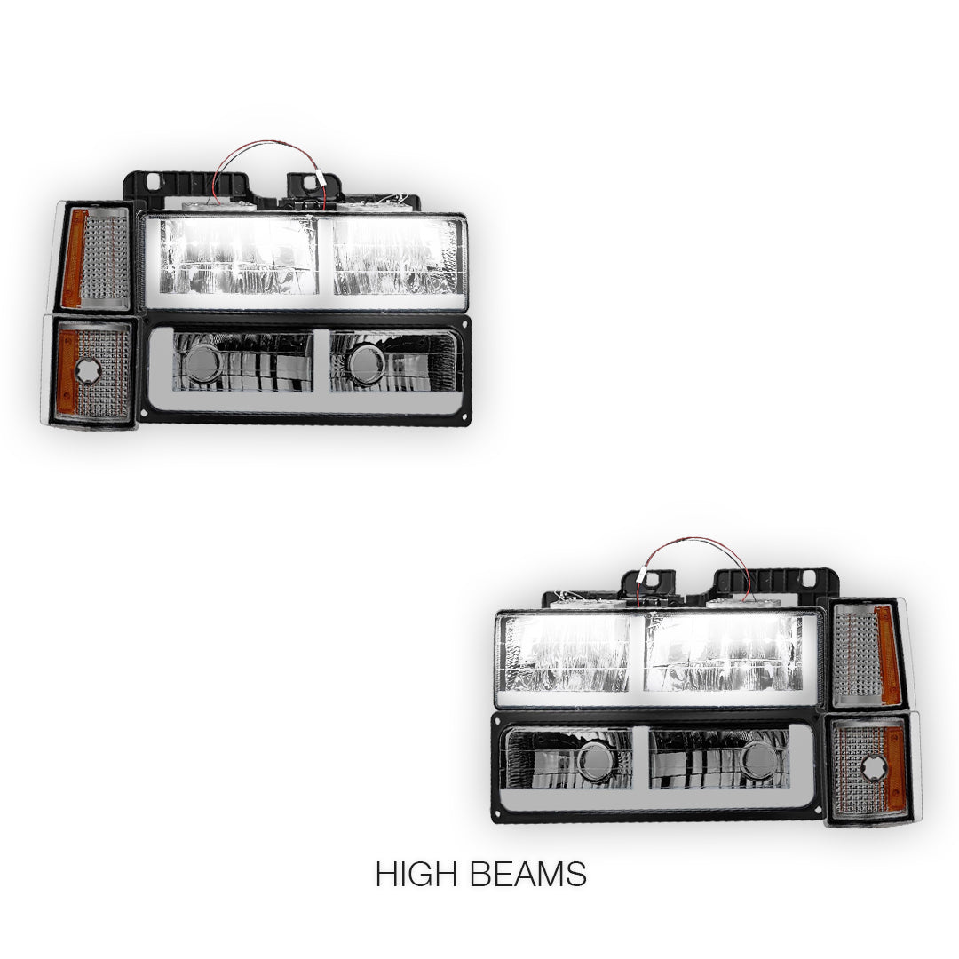 GMC K1500 Scottsdale / Silverado / Sport (1994 - 1999) F - LED Bar DRL Headlights LH + RH