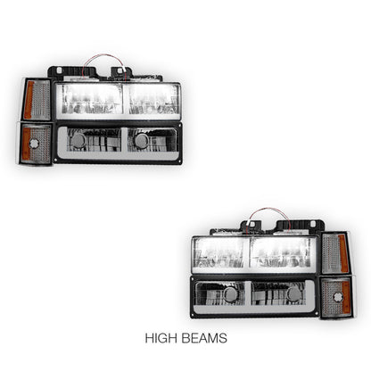 GMC K1500 Scottsdale / Silverado / Sport (1994 - 1999) F - LED Bar DRL Headlights LH + RH