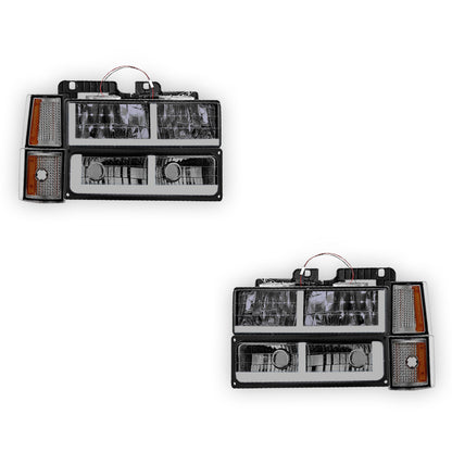 GMC K1500 Scottsdale / Silverado / Sport (1994 - 1999) F - LED Bar DRL Headlights LH + RH