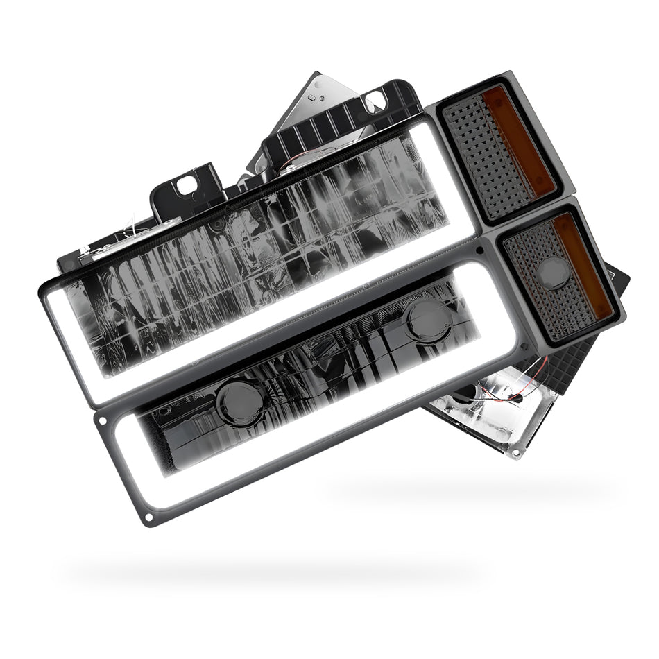 GMC K1500 Scottsdale / Silverado / Sport (1994 - 1999) U - LED Bar DRL Headlights LH + RH