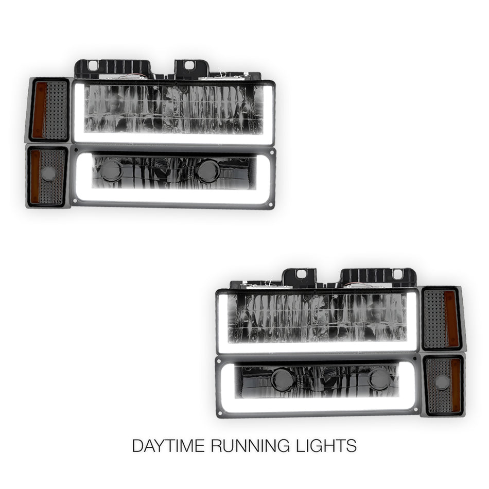 GMC K1500 Scottsdale / Silverado / Sport (1994 - 1999) U - LED Bar DRL Headlights LH + RH